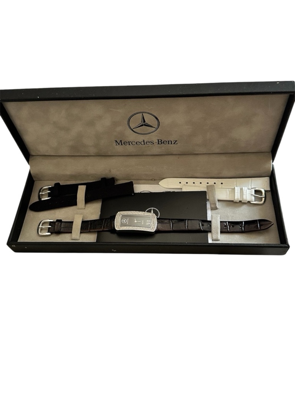 Mercedes-Benz Black triple row Austrian crystal bezel Swiss movement  Watch - Picture 3 of 6
